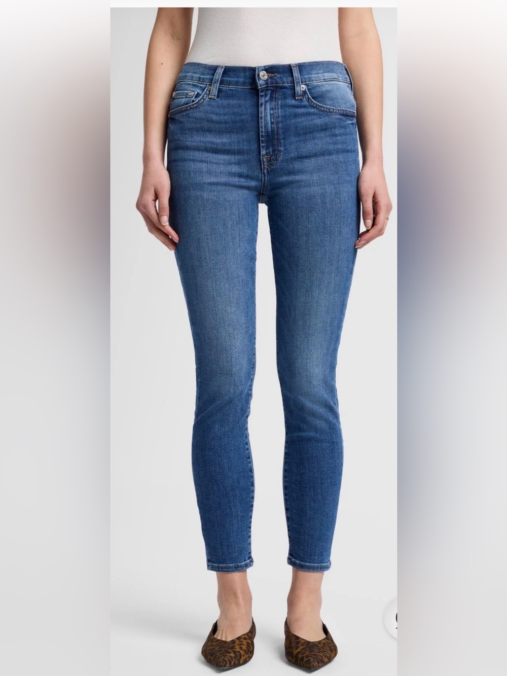 7 For All Mankind High Waist Ankle Skinny Jeans in Marsh Size 26 NWT